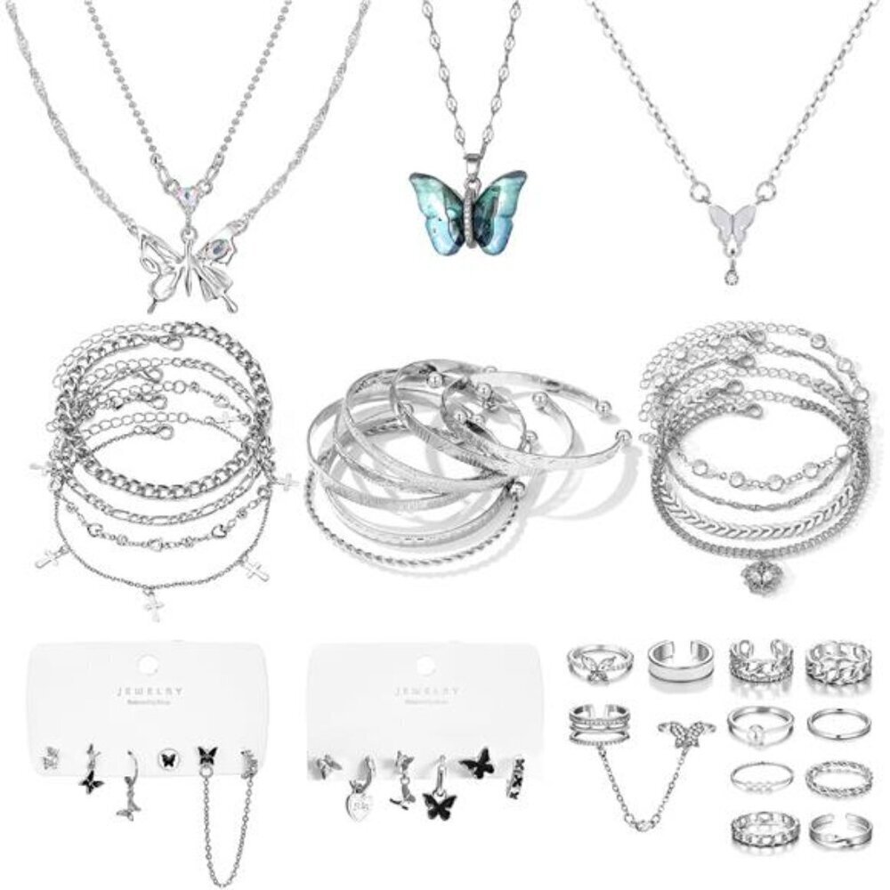 Silver Collection Jewelry Set –Rings, Bracelets, Necklaces & Earrings Collection